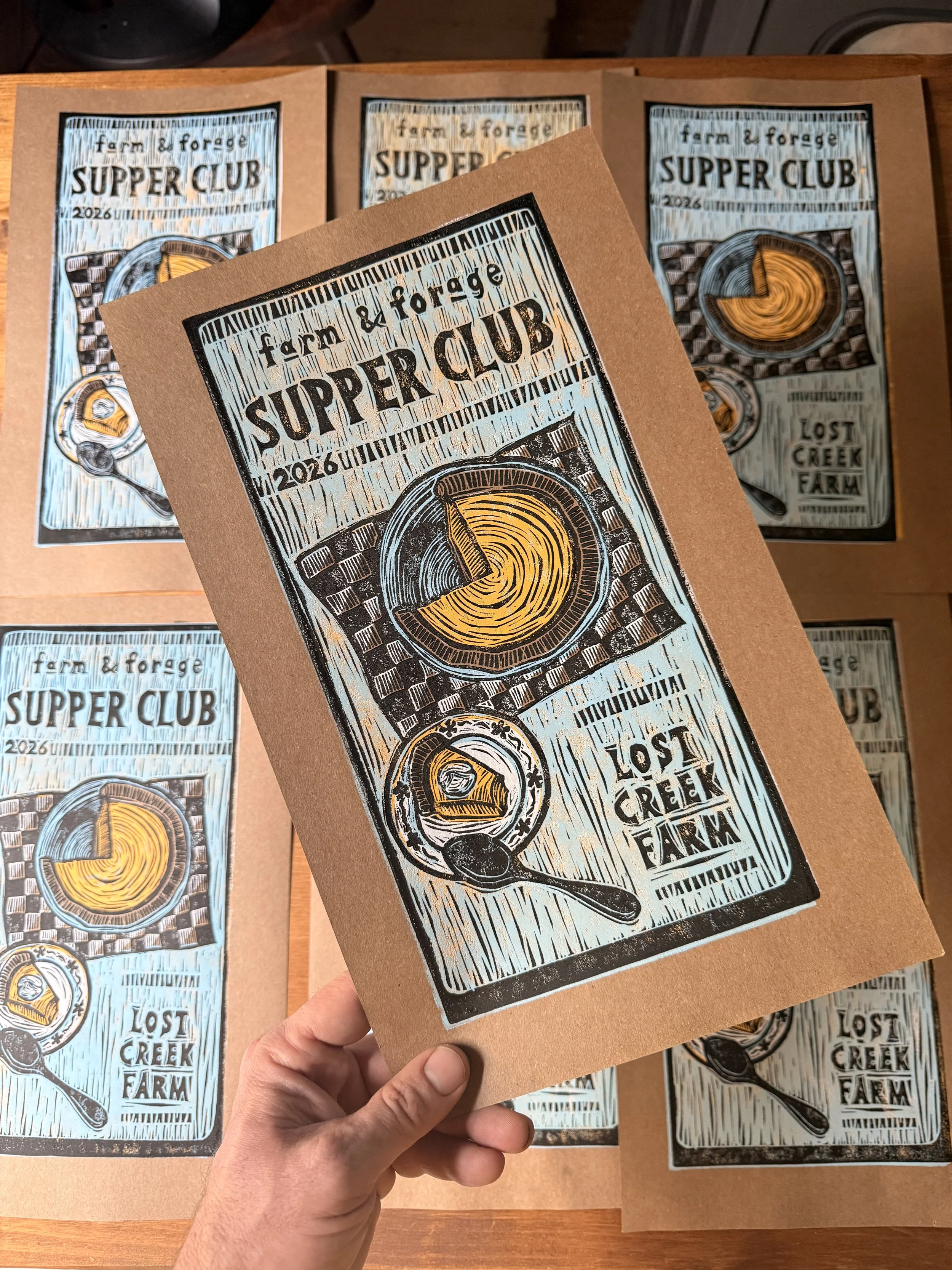 2026 Farm & Forage Supper Club Blockprint Poster