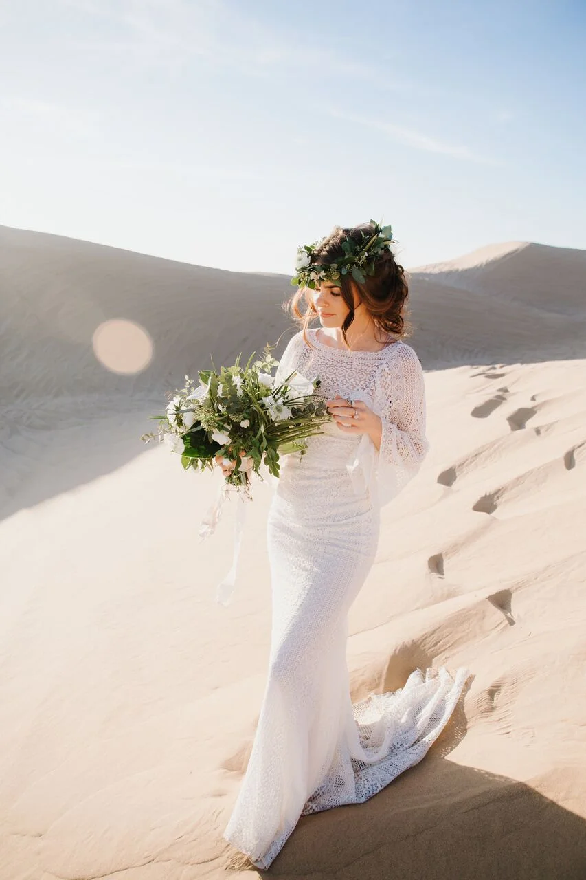Credits: Photographer: Mattie Taylor @mattietaylorphoto MUA/Hair: @beautybystaceymua Florals: @bluebellflorals Jewelry: @seamaidmarket & @littlesycamor