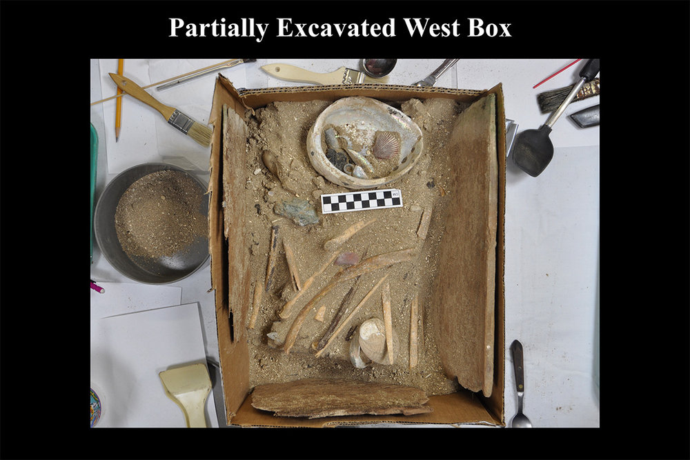 As excavation proceeded the contents of the redwood box were revealed