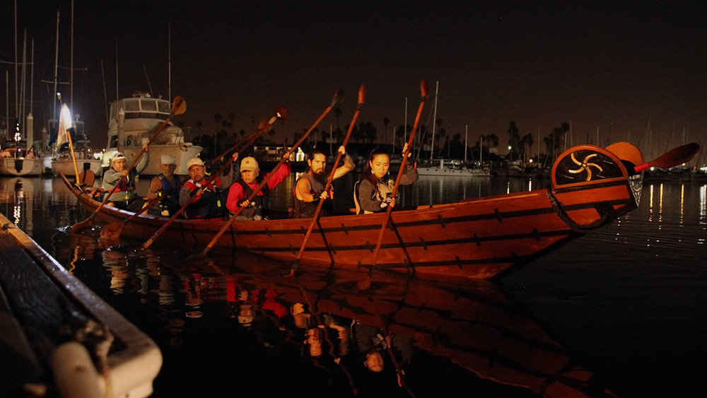 The annual tomol crossing begins at Channel Islands Harbor at 3 AM