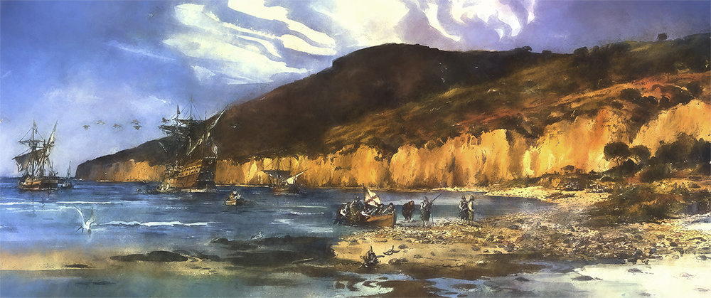 Painting of Cabrillo landing in what is now San Diego in 1452