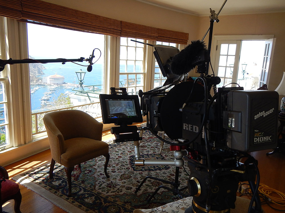Setting up a shot for the film in what is now The Inn at Mt. Ada, William Wrigley’s home with the famous casino in background