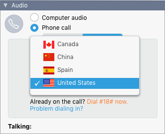 Country dropdown
