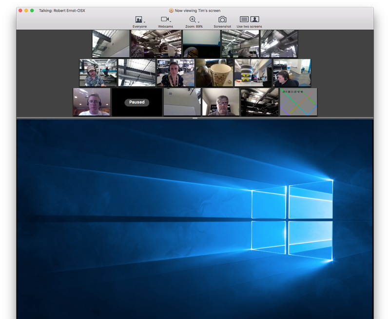 The final Viewer for Mac desktop, showing the "Use two screens" button.
