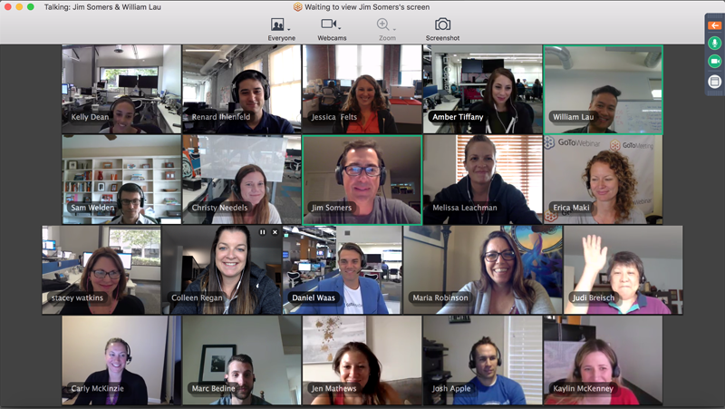 GoToMeeting defaults to the gallery view, so that attendees "just see everyone. Customers expressed how important it was to them to see their team.