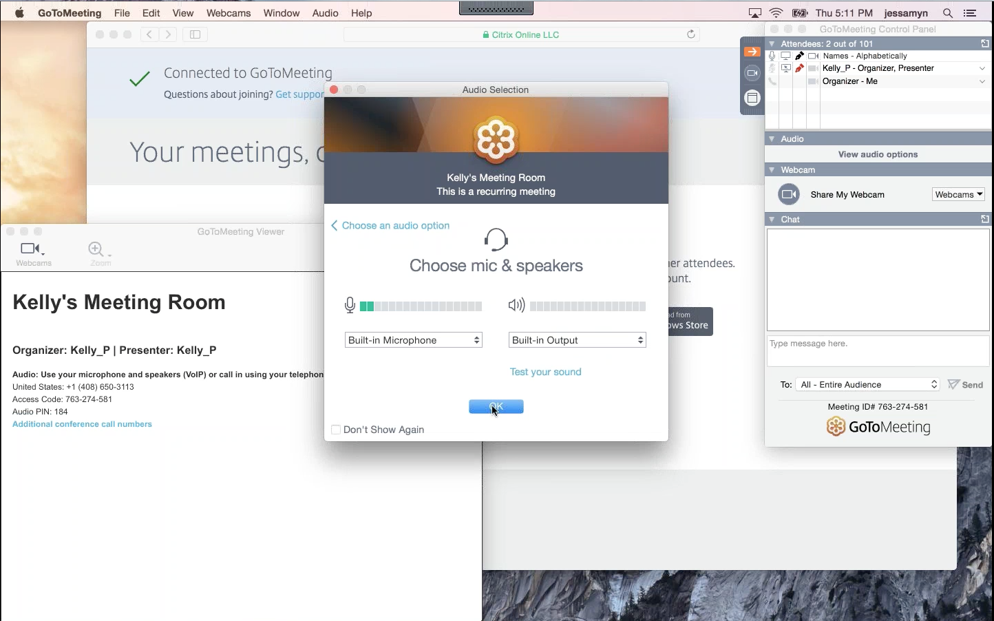 "Kelly, can you hear us?" During user testing, we observed a participant attempting to speak in the meeting before confirming their audio selection. They believed that the green bars meant their microphone was connected to the meeting and they shoul…