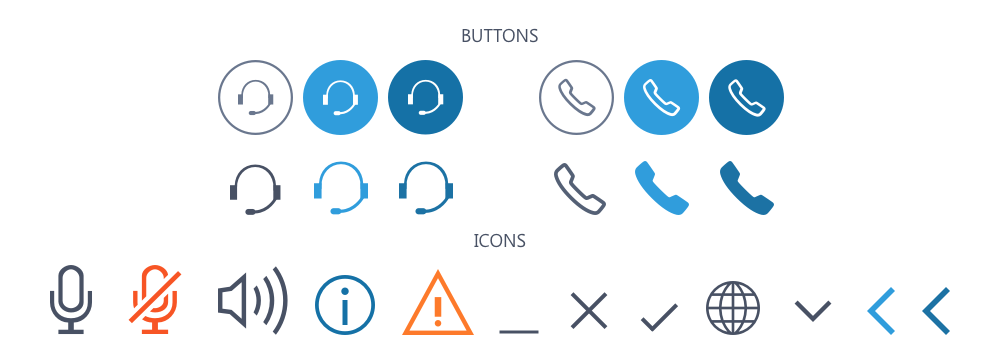 Project icon set. Icons were introduced into the control panel to give consistency between the new pre-session interface and the audio pane.