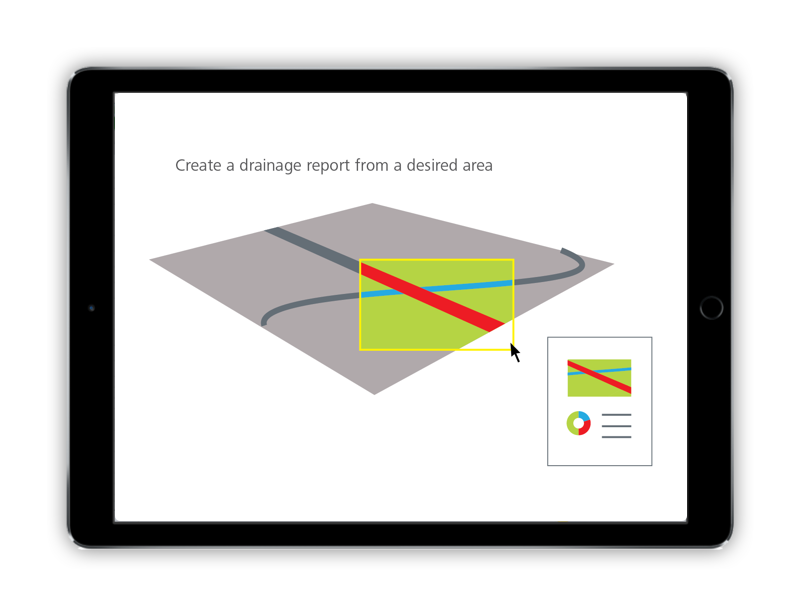 Terrain models are large and full of data. In this concept, the user selects a small area and sees data automatically filtered and visualized for their selection.