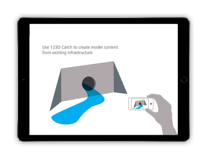 Use the mobile app 123D Catch to capture a point cloud of a drainage culvert in the field.