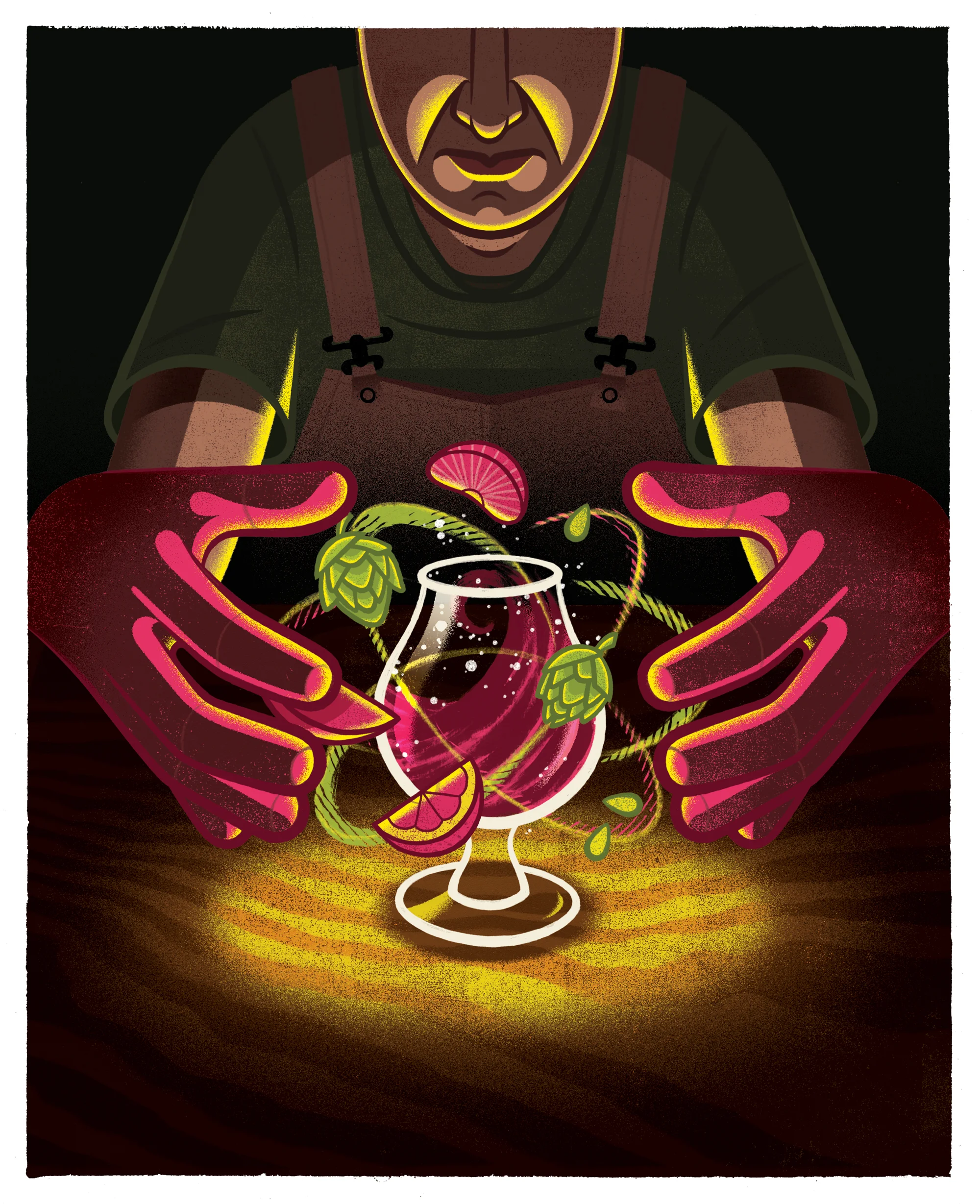  Interior and spot illustrations in  Beer Advocate , for an article on the rise of dry hopped sours. Art direction by Taylor Seidler. 