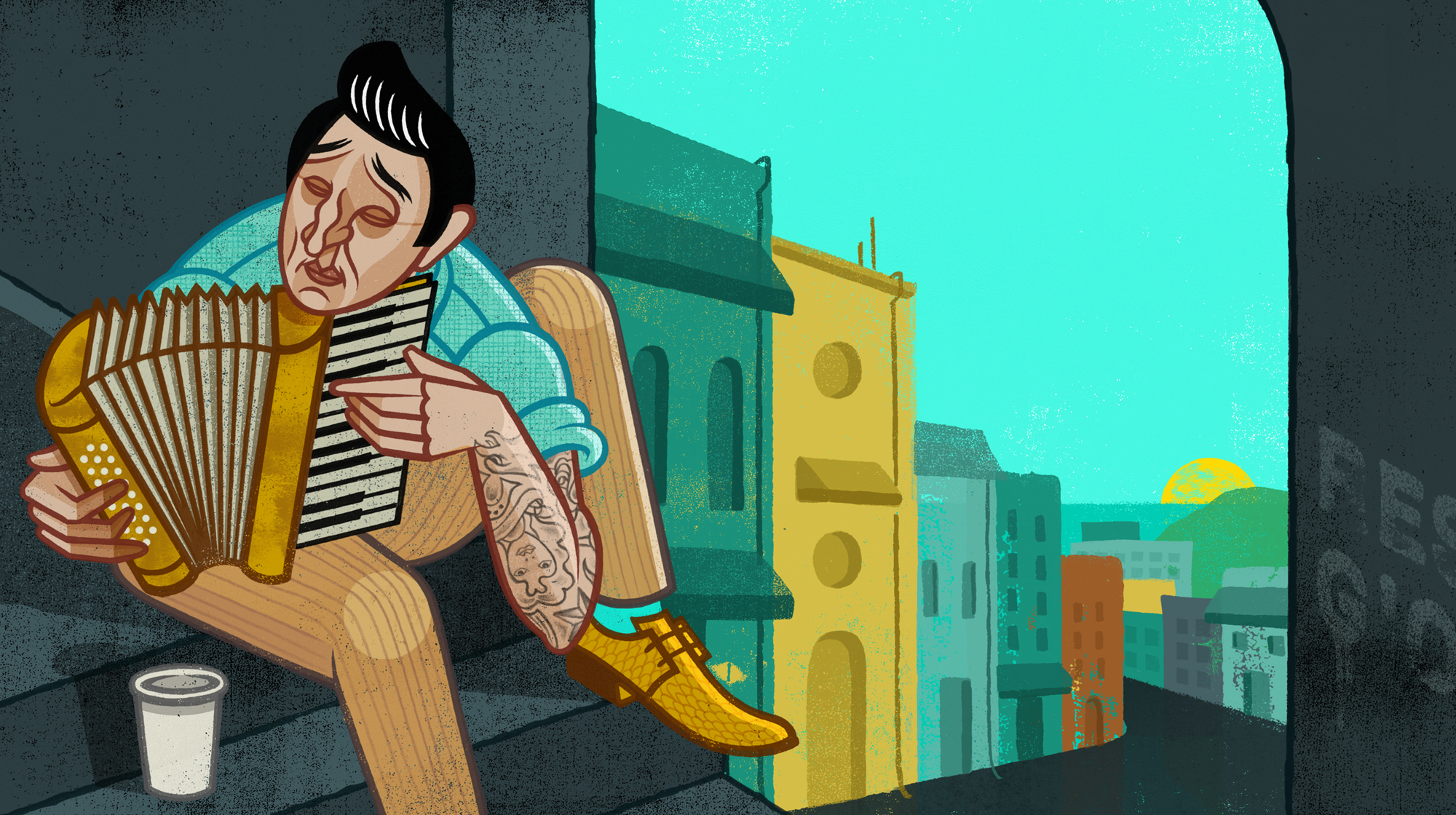  Premium user theme illustration for the now defunct music streaming service, Grooveshark. 