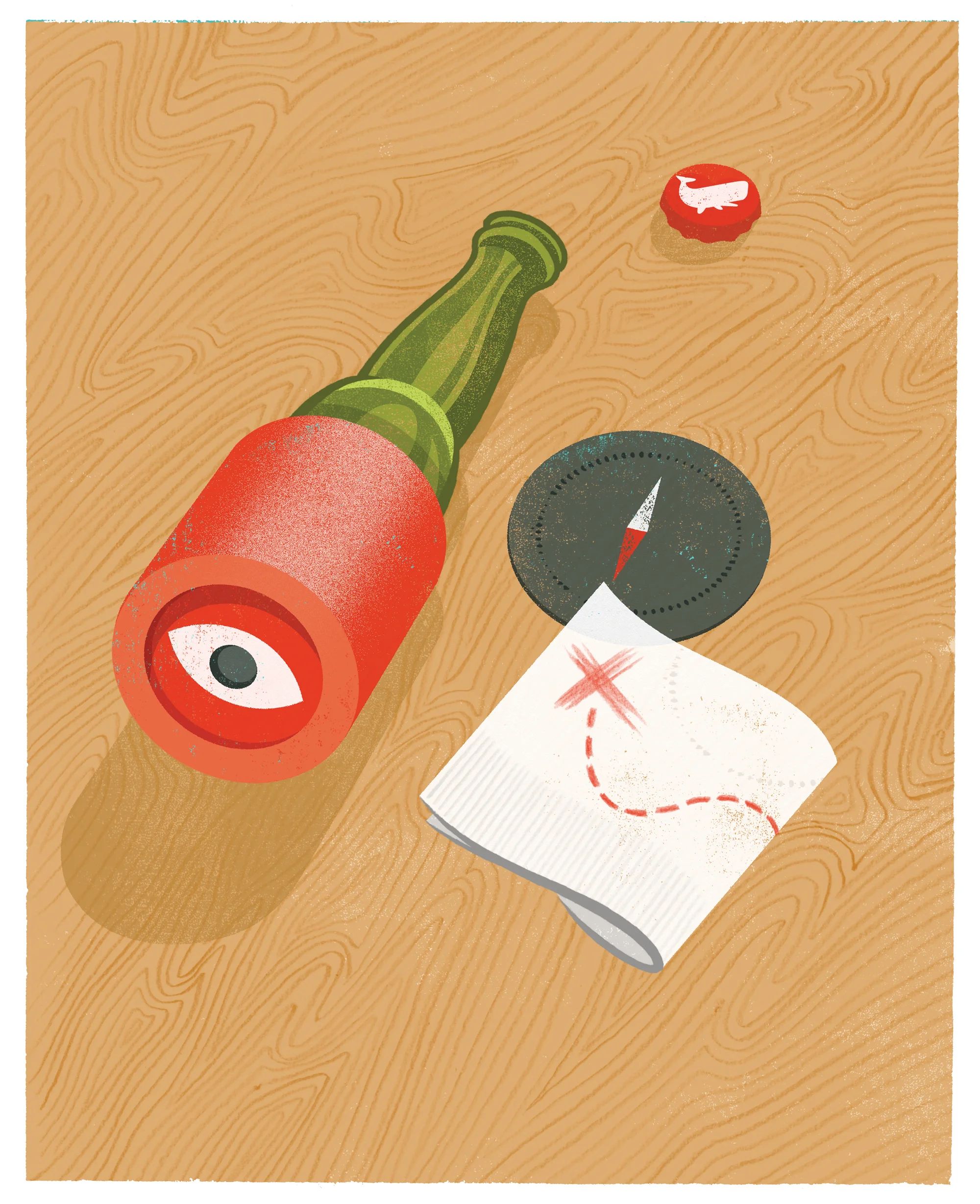  Illustration in  Isthmus , for an article about white whales; elusive and sought after beers that are difficult to find. Art direction by Carolyn Fath. 