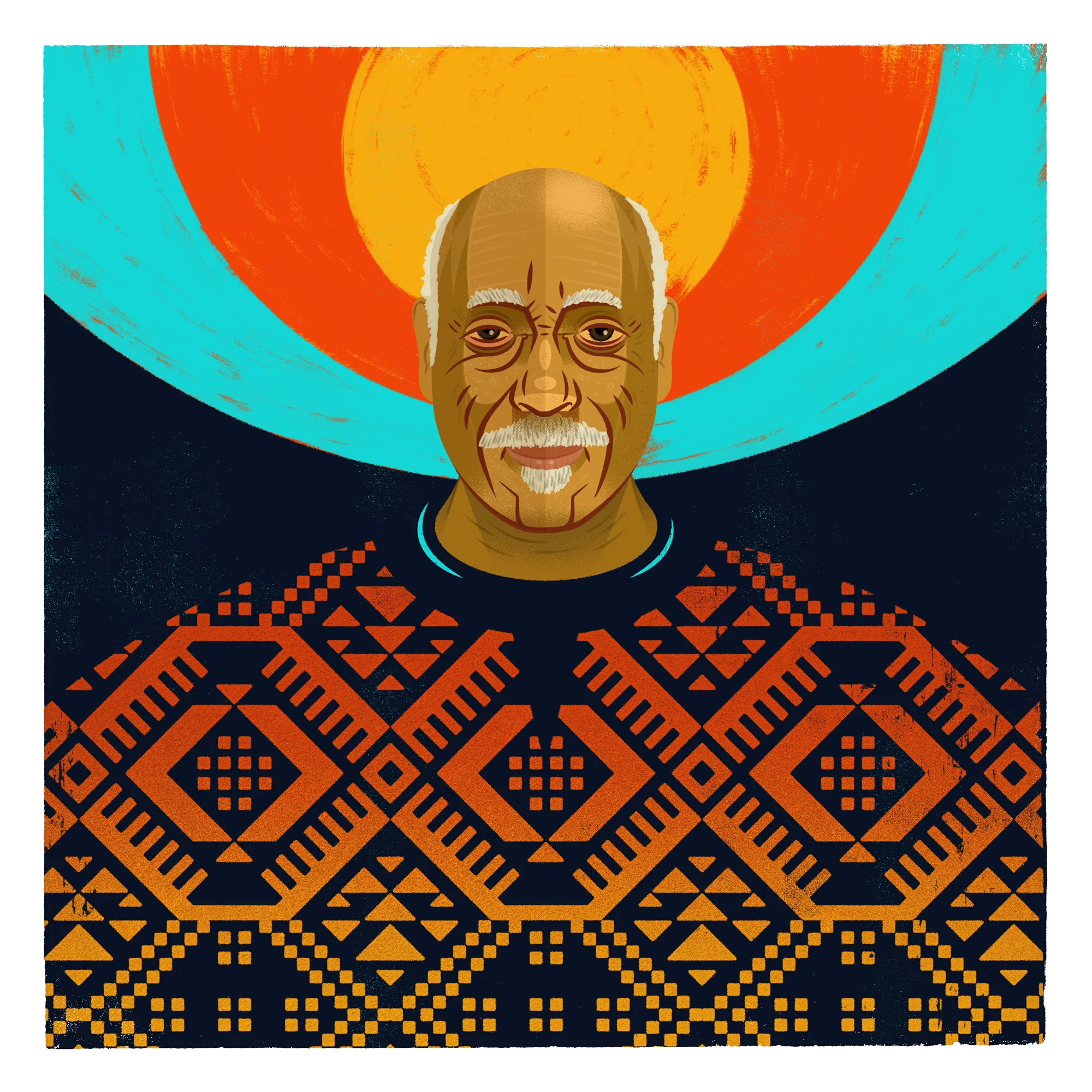  Portrait of Ethio-Jazz pioneer Mulatu Astatke, created for illustration blog  Jazz and Draw . 