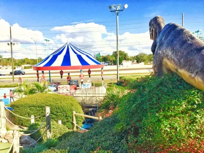 the view from the road offers a sneak peek of the thrill and fun awaiting amusement park guests.