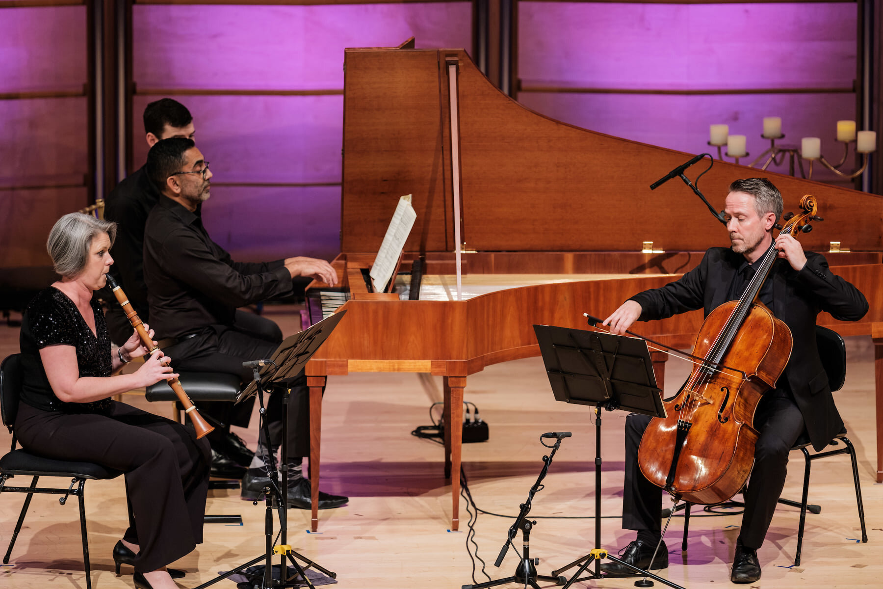  (L-R) Nicole van Bruggen, Neal Peres Da Costa and Daniel Yeadon perform Beethoven's Trio, Op.38    Robert Catto, Photographer  Stage design  James Browne Presents  