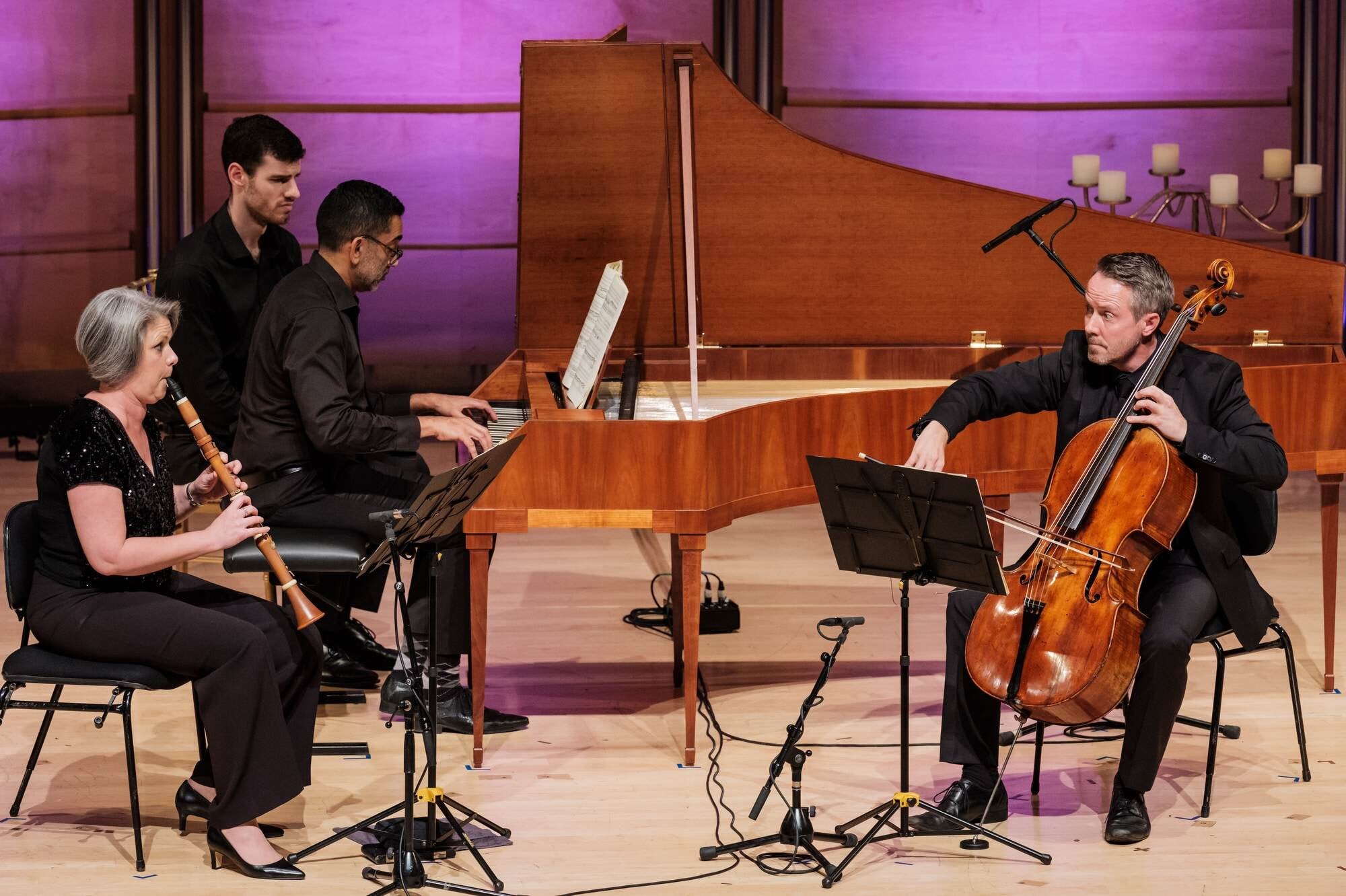  (L-R) Nicole van Bruggen, Neal Peres Da Costa and Daniel Yeadon perform Beethoven's Trio, Op.38    Robert Catto, Photographer  Stage design  James Browne Presents  