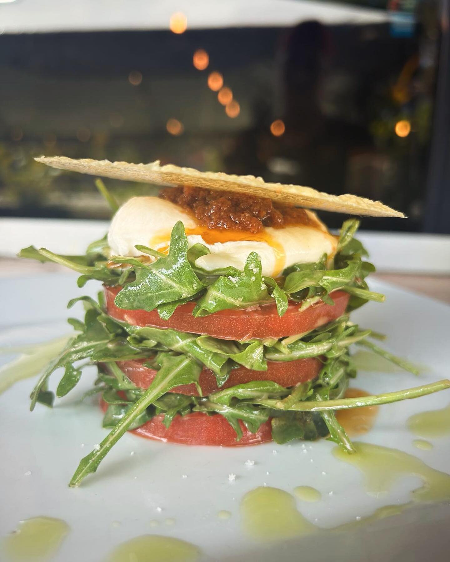 Parmesan Tip of the Hat: #burrata &amp; vine ripe tomato stack on our #dailyspecials @whiskgourmet. Irresistible.