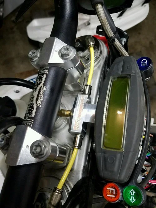 This is the best mounting position for KTM's with odometers and stock headlights. If your bike has aN UNDER BAR stabilizer, see the picture to the right.