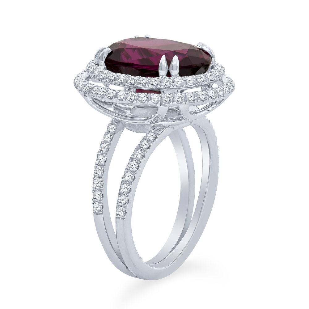 Pink Tourmaline and Diamond Halo Ring – Park City Jewelers