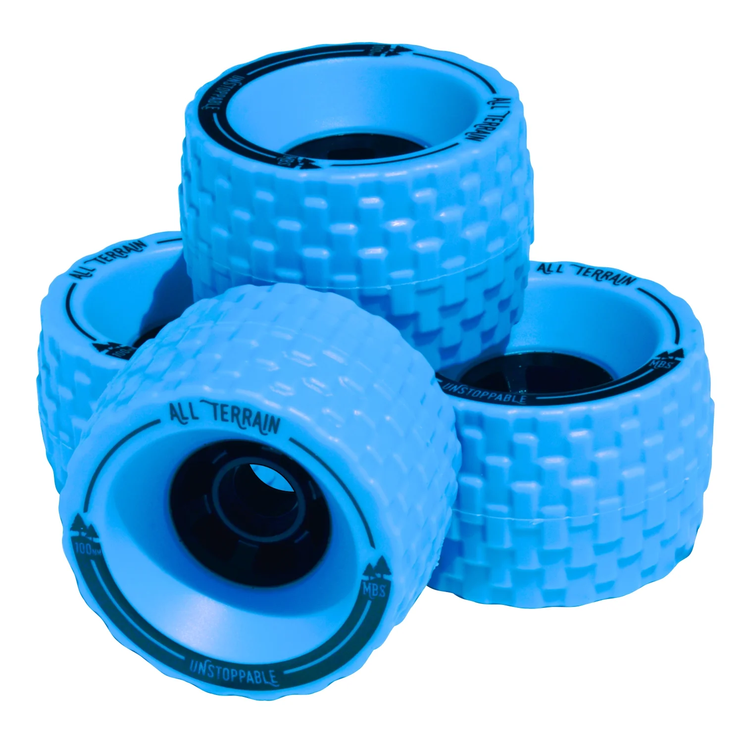 13402 - MBS All-Terrain Longboard Wheels - Blue (4) - NEW COLOR!