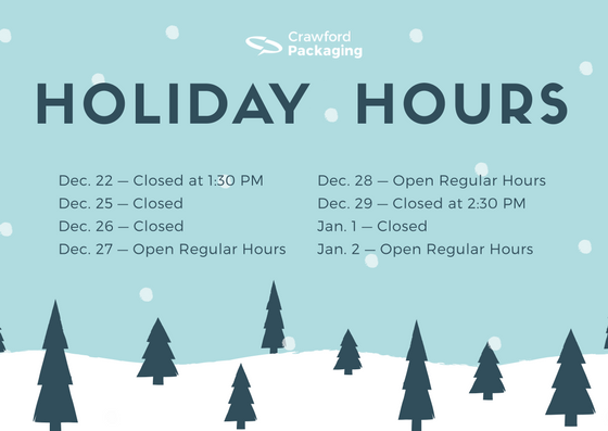 2017 Holiday Hours Crawford Packaging