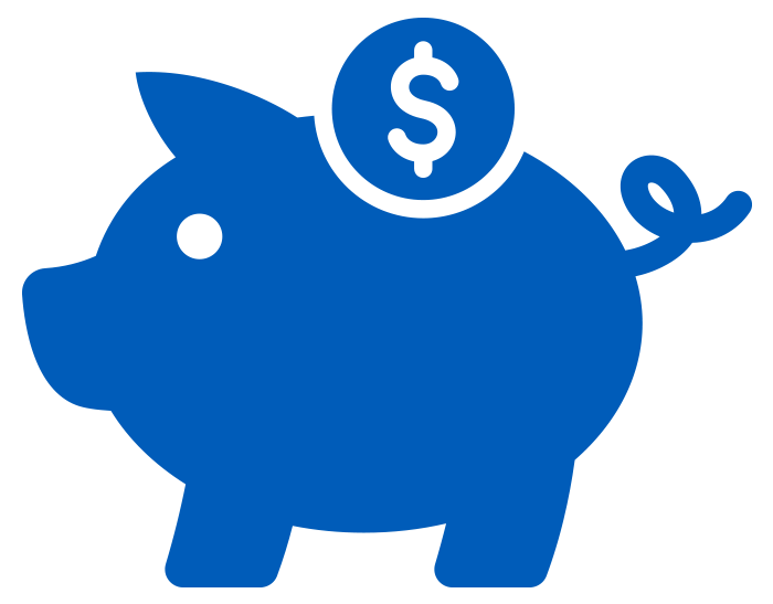 piggy bank icon in solid blue