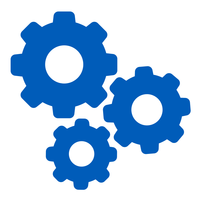 icon of three machine gears in blue