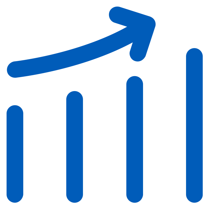 icon of line graph going up with up arrow