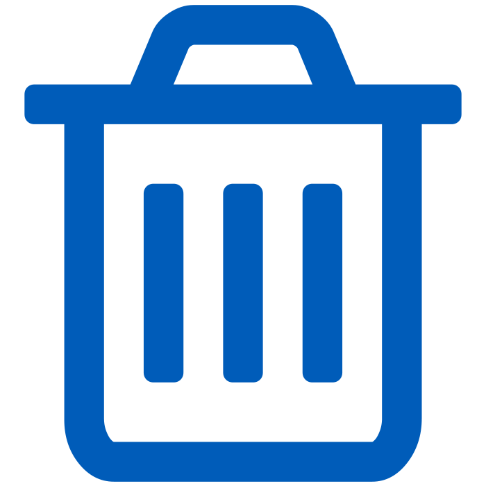 icon of garbage can in blue