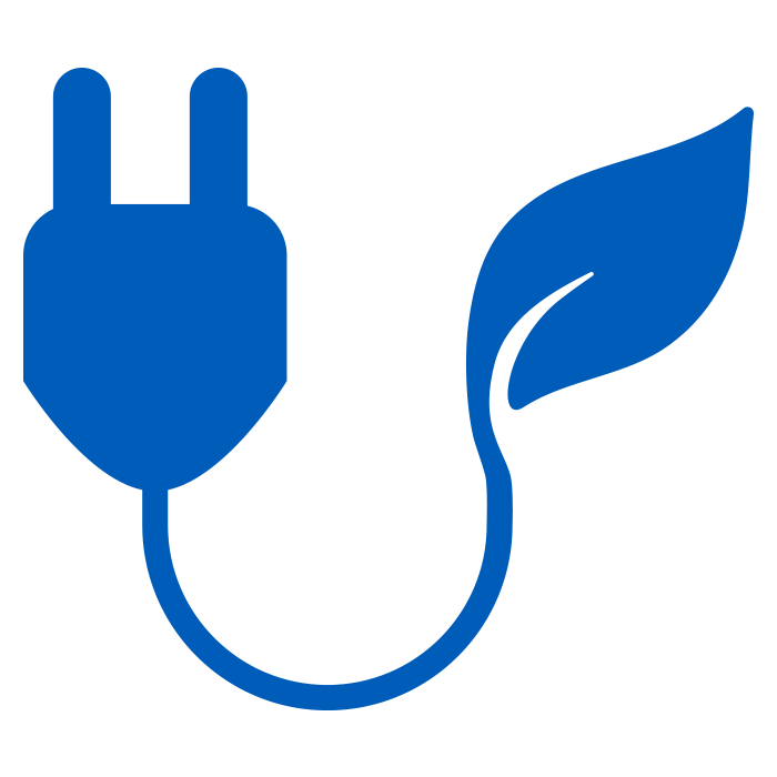icon of blue plug with leaf