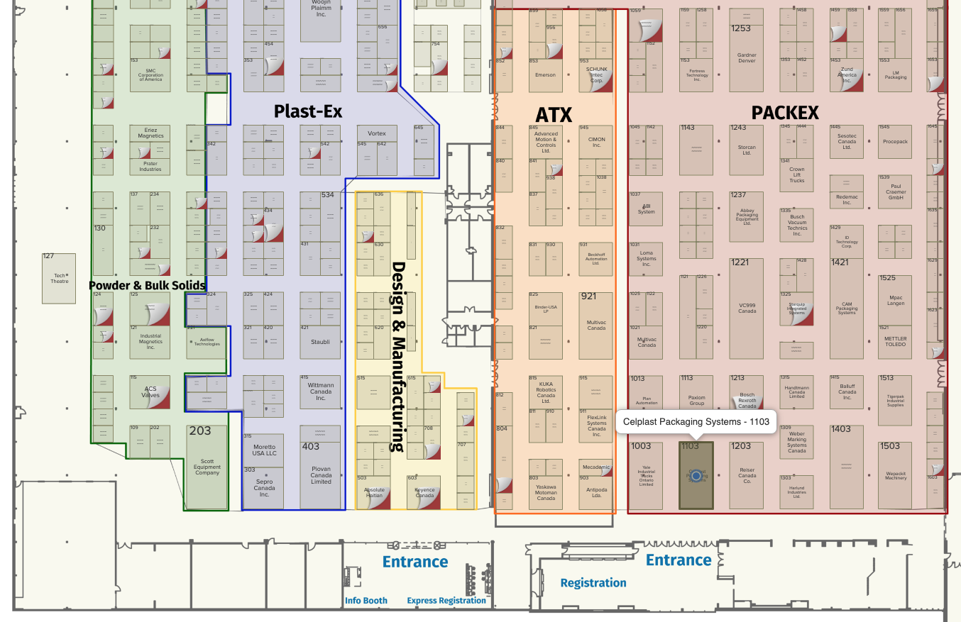 PackEx Toronto Floor Plan Celplast Packaging Systems Booth 1103