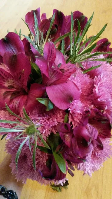 Alstromeria, Eryngium and Crysanthemums