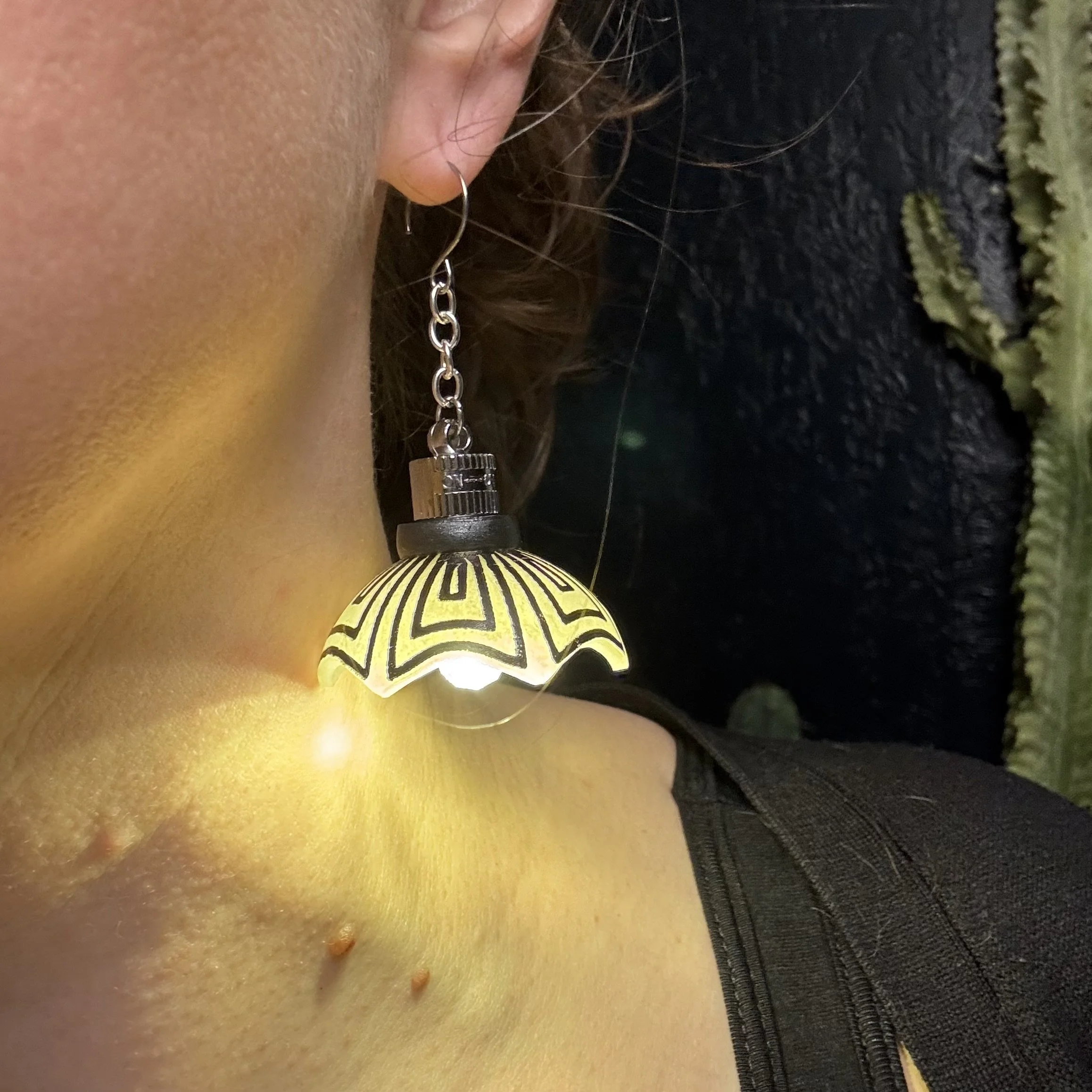 Small Art Deco Printed Stained Glass Illuminated Earrings 31