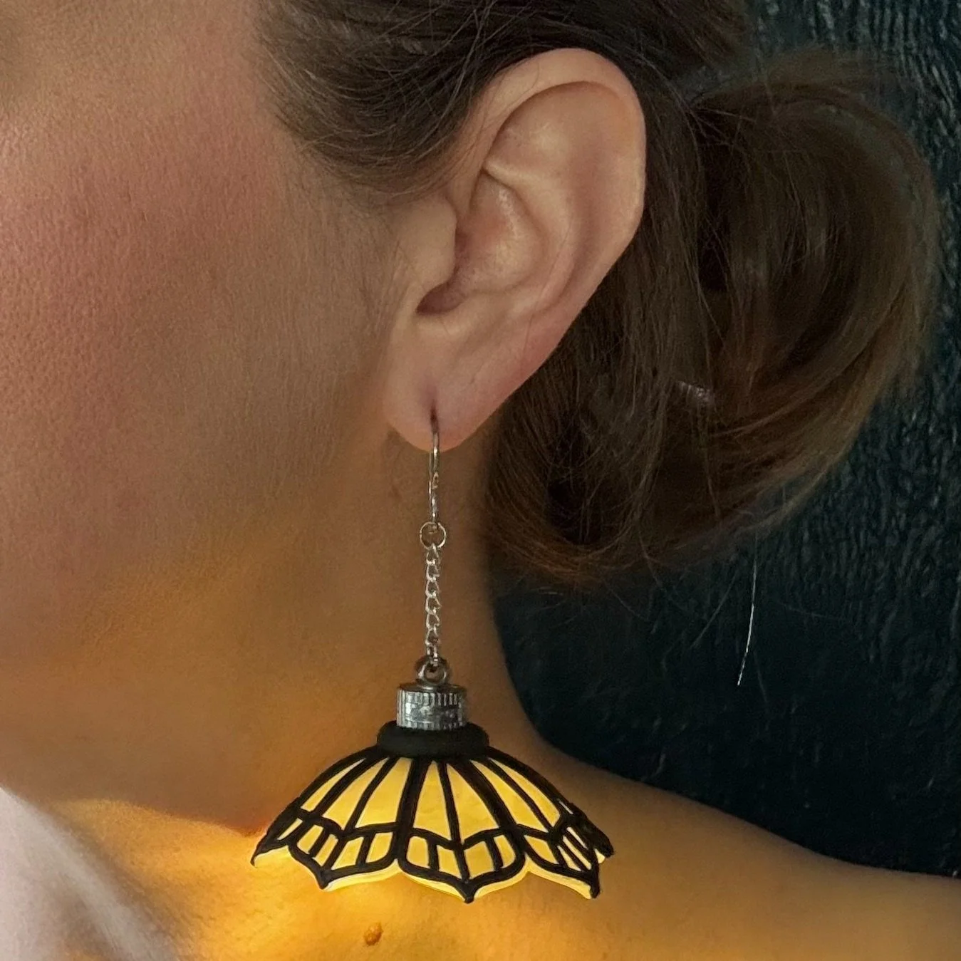 Detailed White Petal Glass Earrings