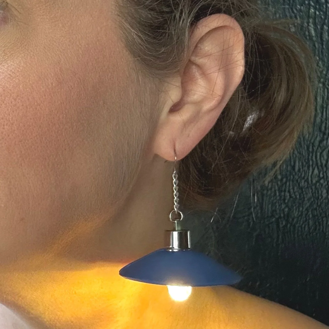 Blue Wide Cone Pendant Earrings