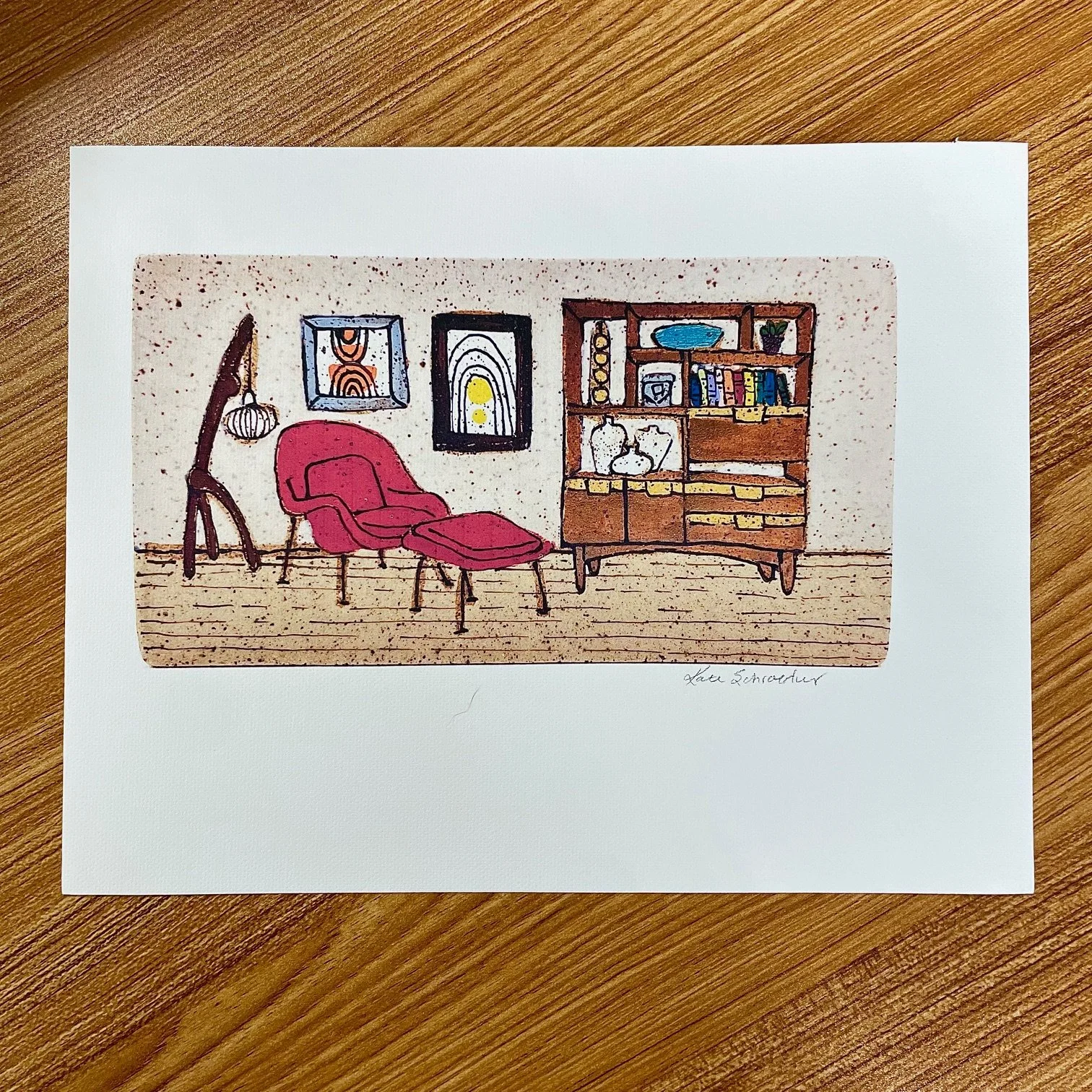 Womb Chair with Bookcase Fine Art Print