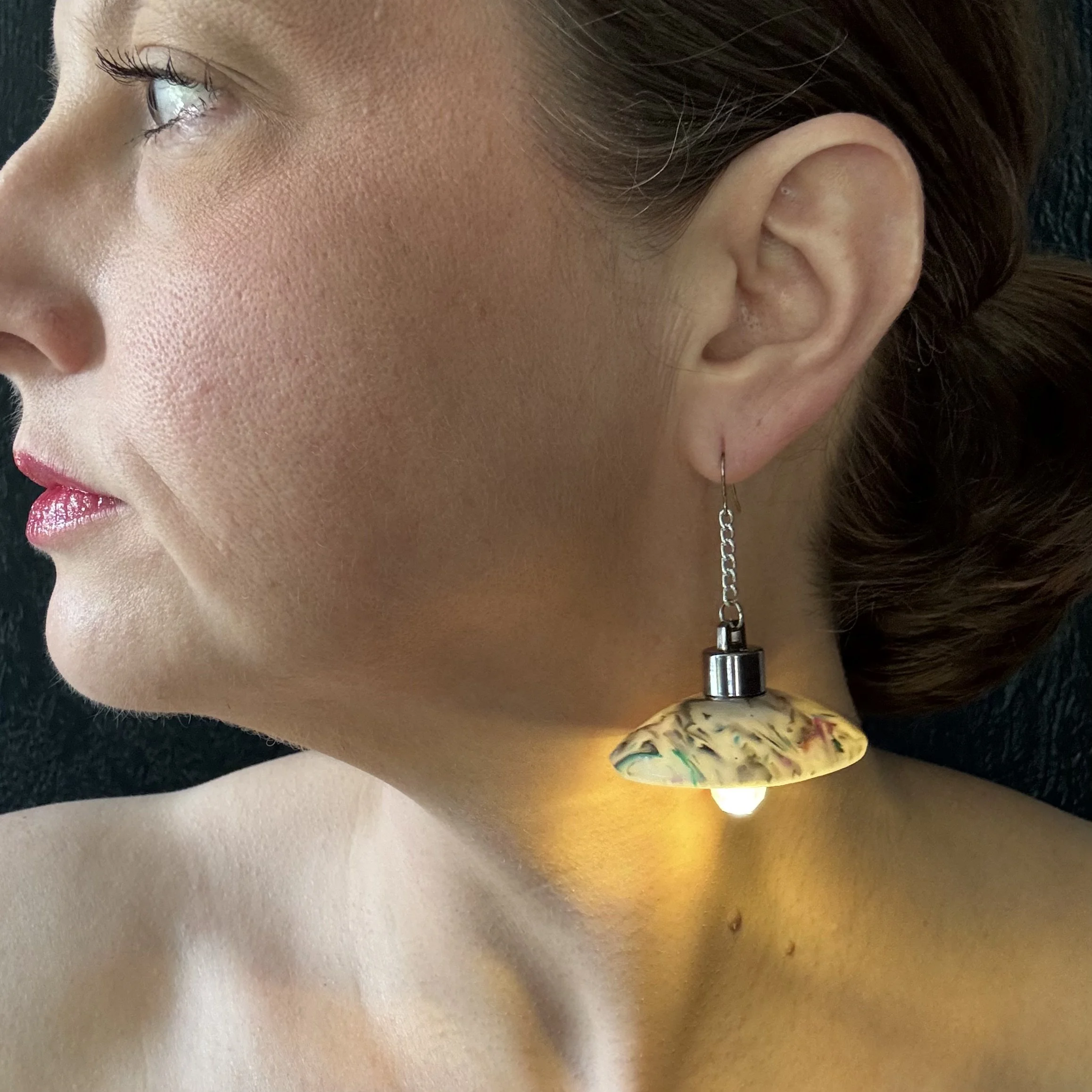 Marbled Recycled Clay Illuminated Earrings
