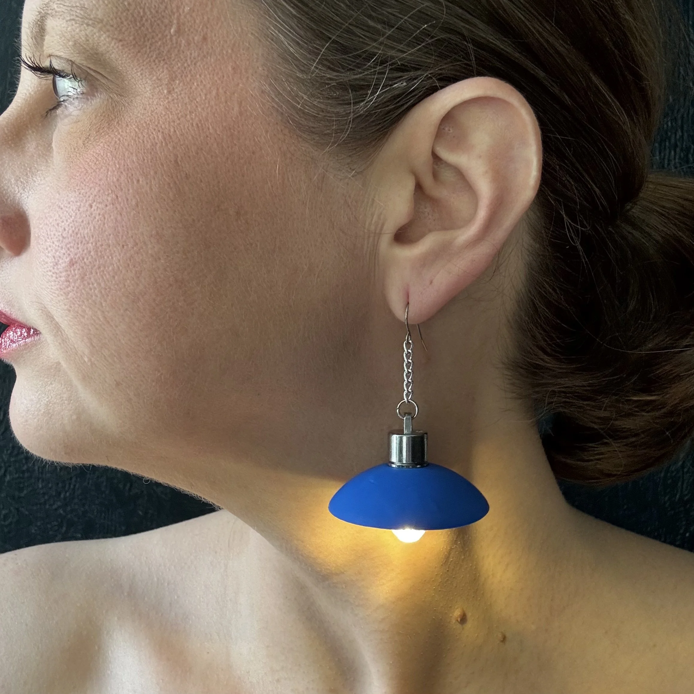 Blue Dome Illuminated Earrings