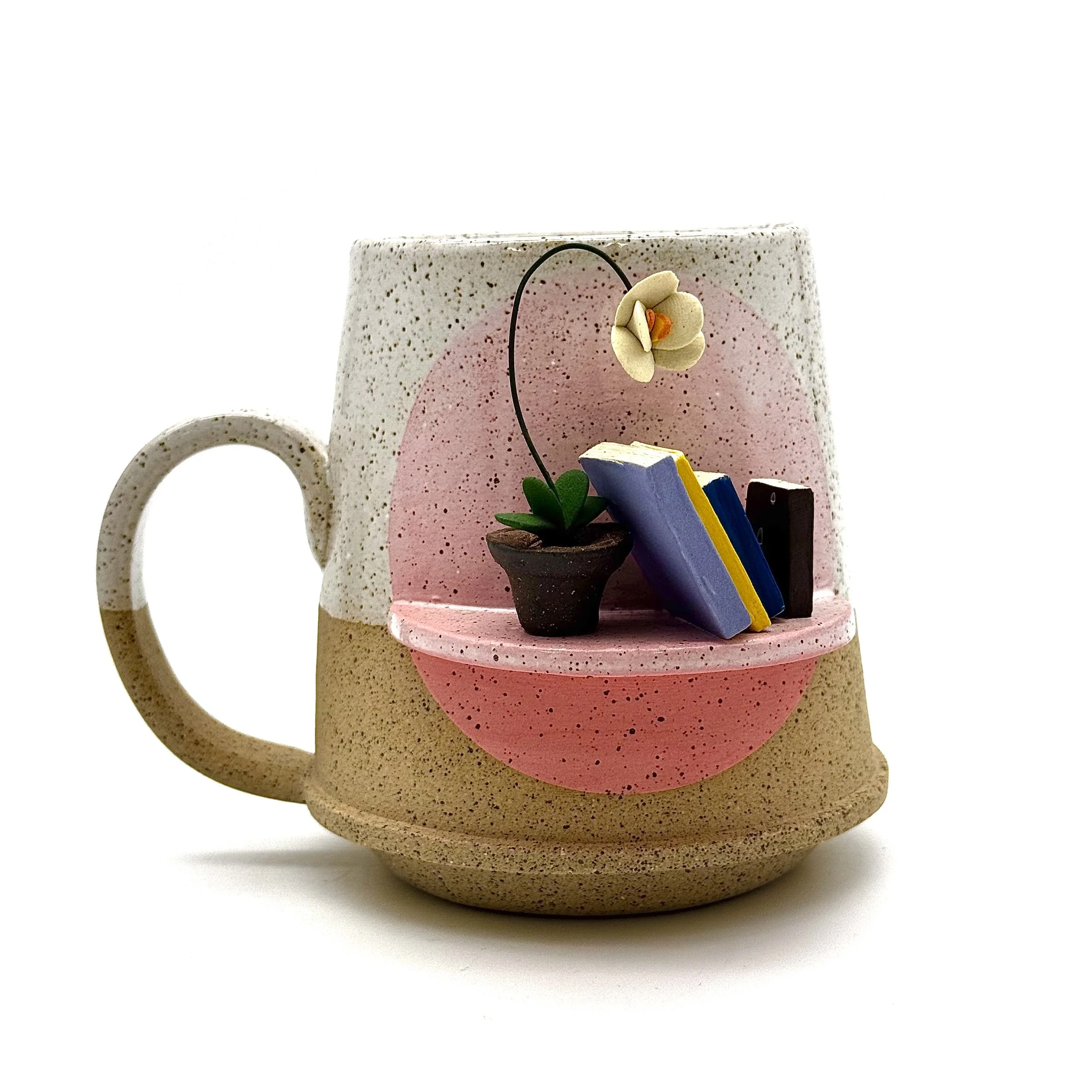 43- Minimal Shape Mug with Pink Circle (most suitable for right handed drinkers)