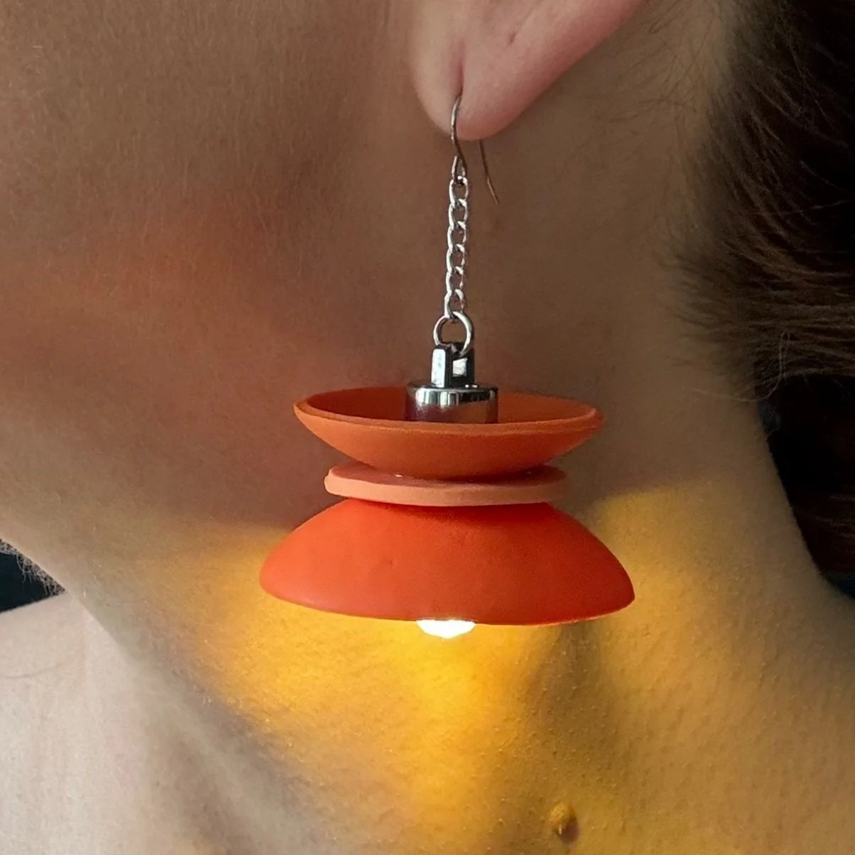 3a Preorder Single 3 Tier Orange Illuminated Earring (ship Date - 12/6/24)