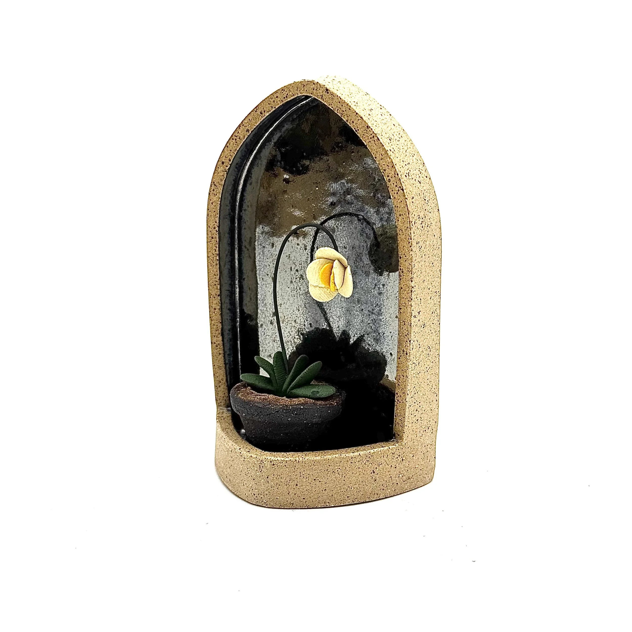 101- Large Gothic Wall Hanging Arch with White Orchid