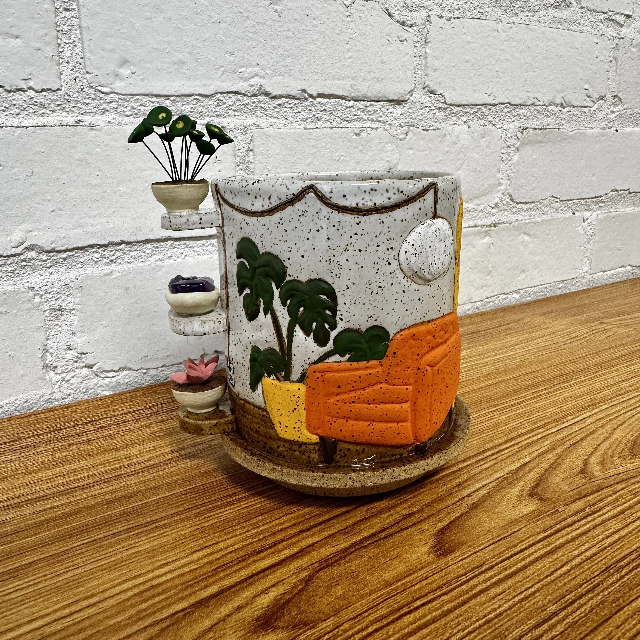 Stamped Room Shelfie with Orange Chair