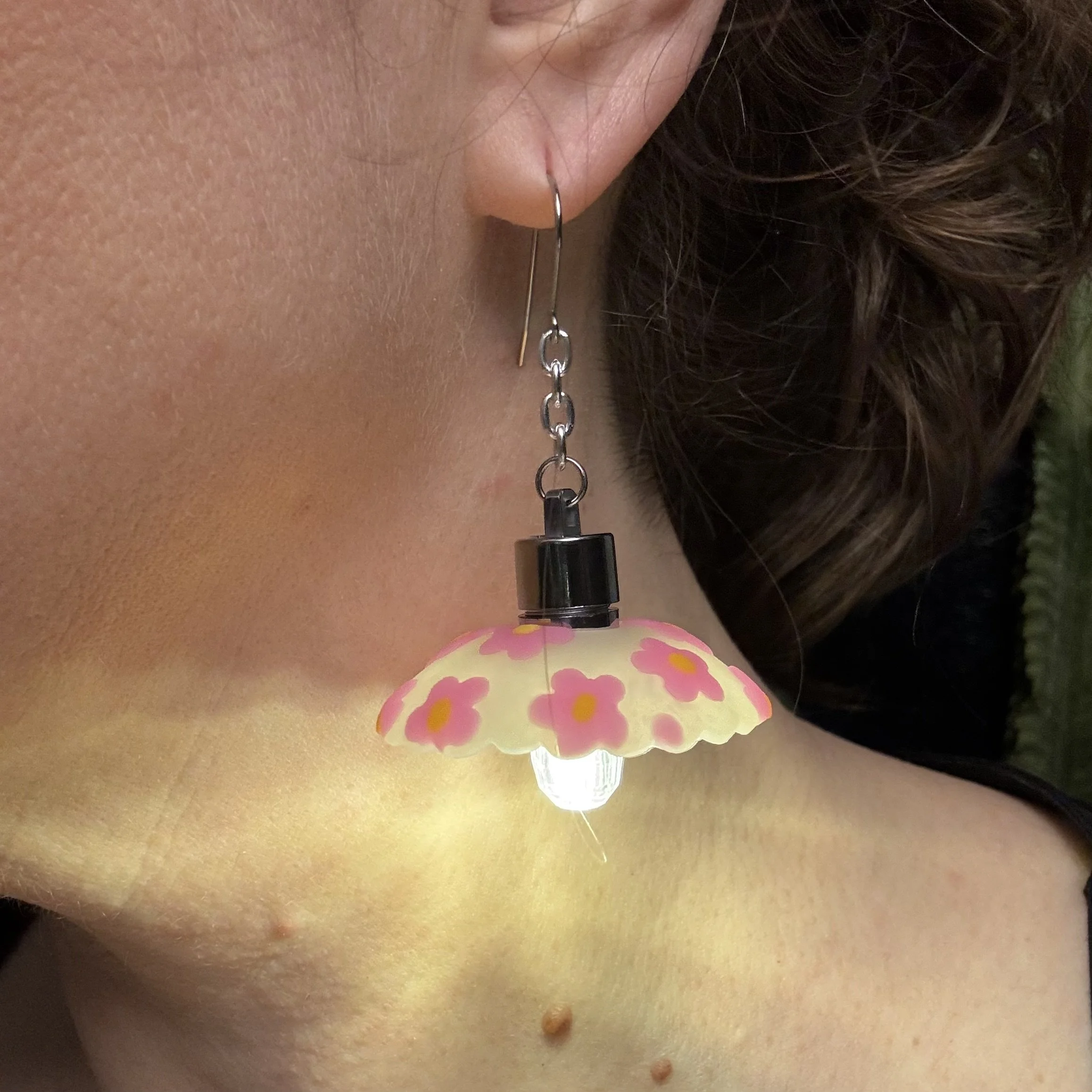 15 PREORDER Pink Flower Illuminated Earrings (Ship by Date- 2/7/26)