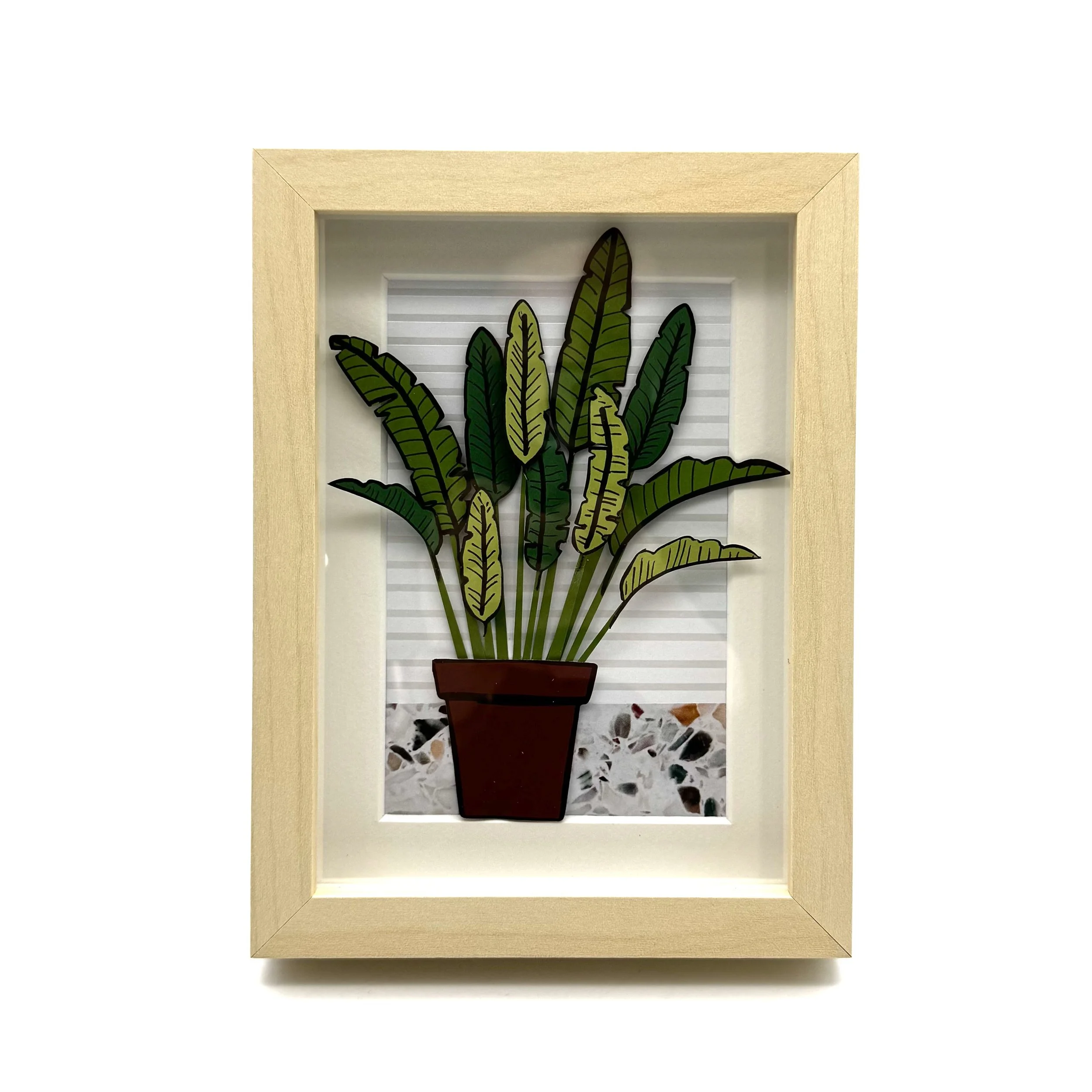 55- Framed 3-D Paper Collage with Bird of Paradise