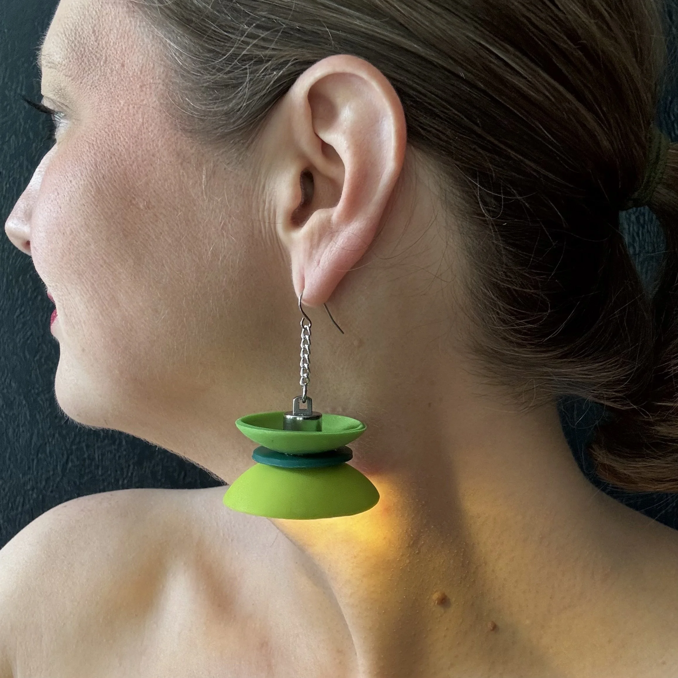 3 Tier Green #1 Illuminated Earrings