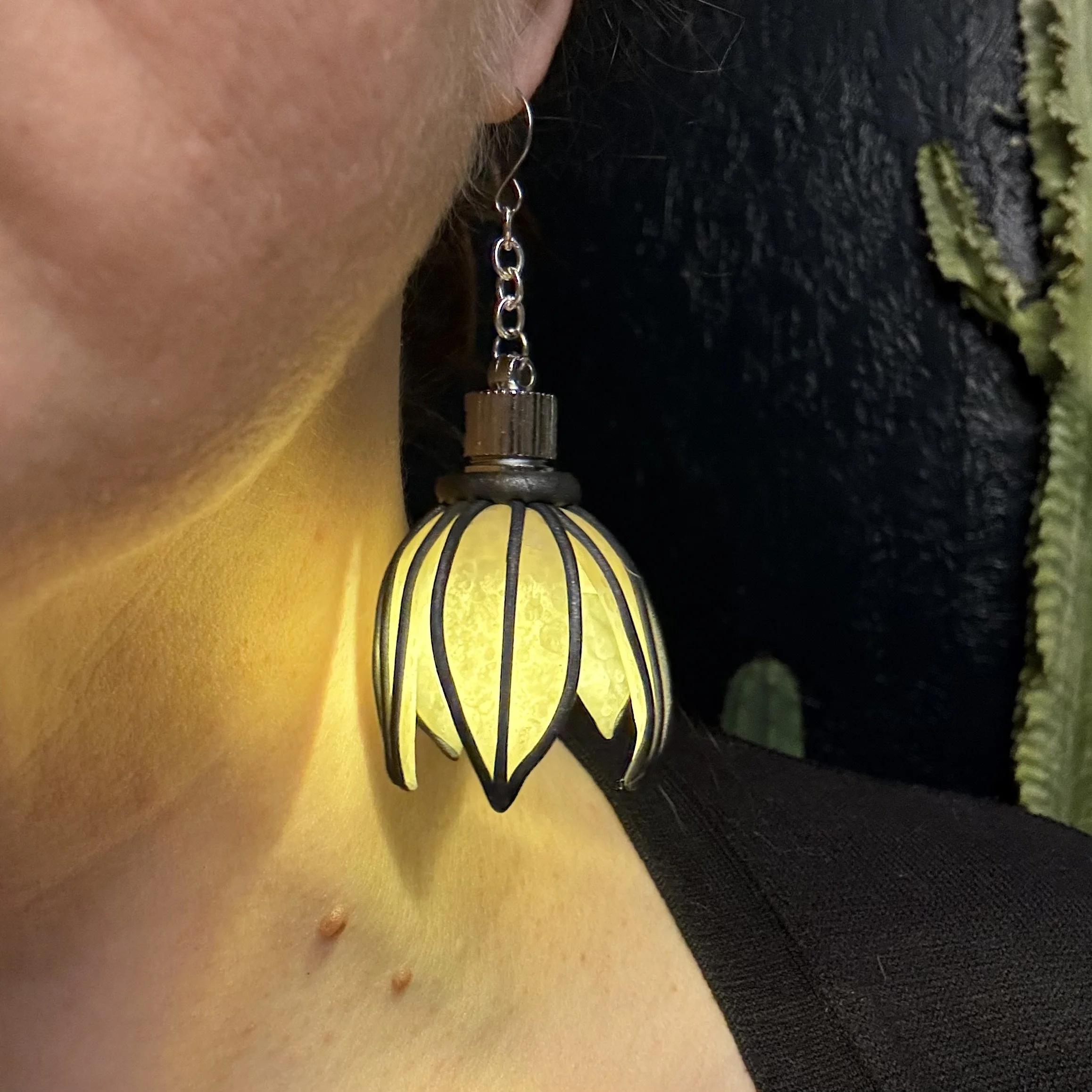 Hand Leaded Bell Flower Illuminated Earrings 37