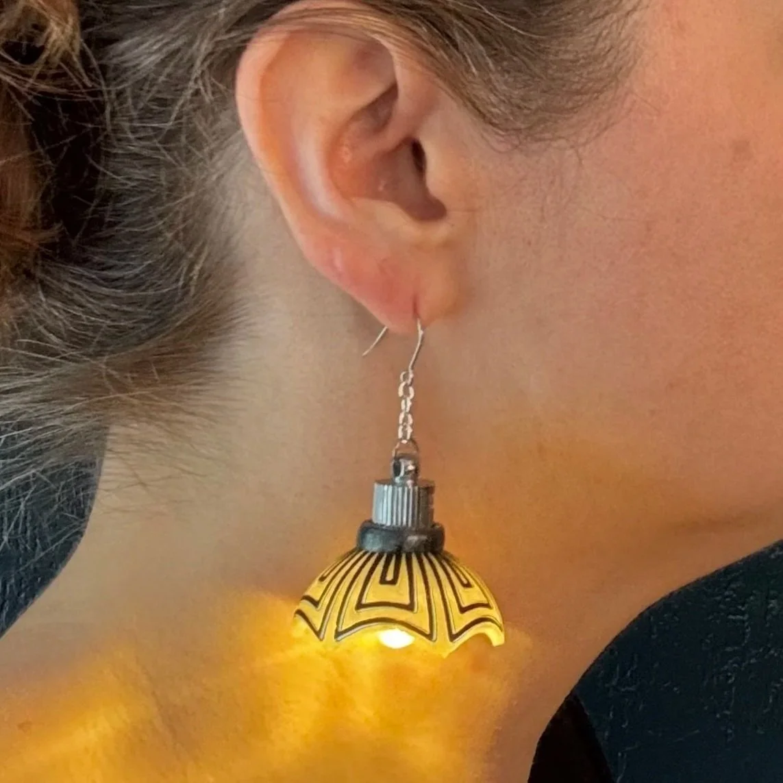 16- Ready to Ship- Printed Stained Glass Illuminated Earring