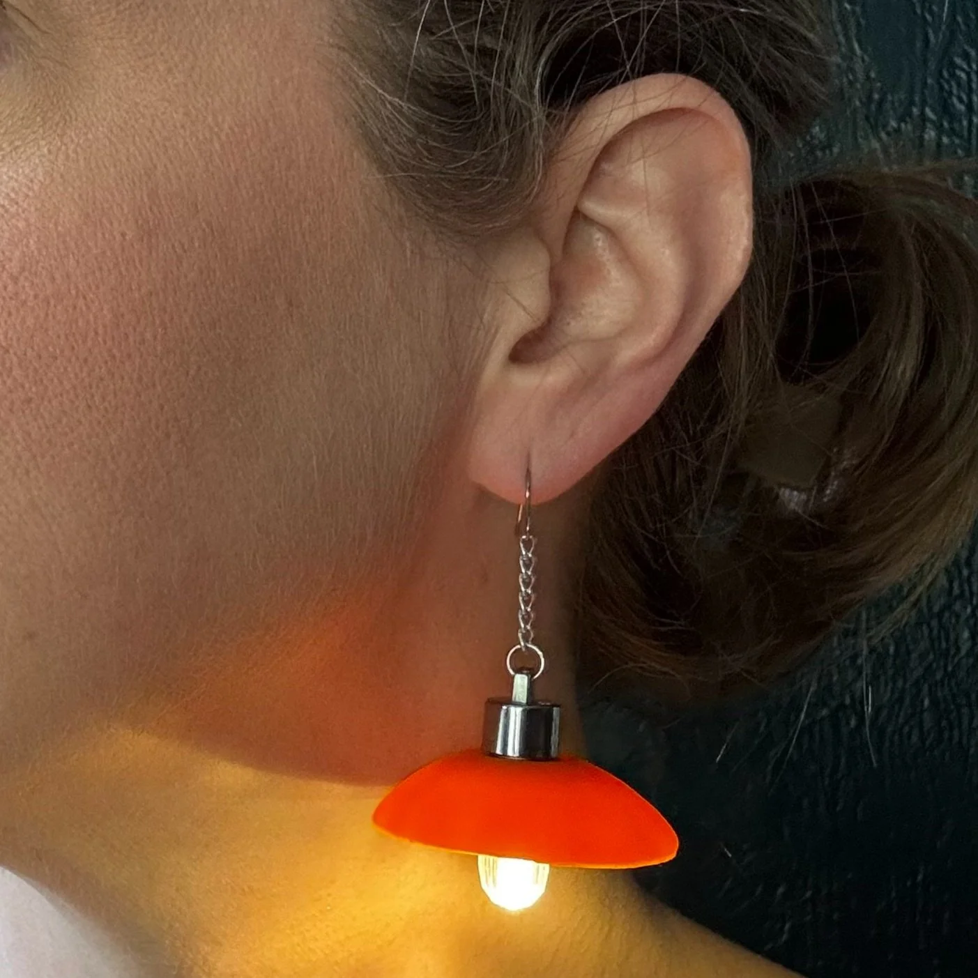 Translucent Orange Dome Pendant Earrings