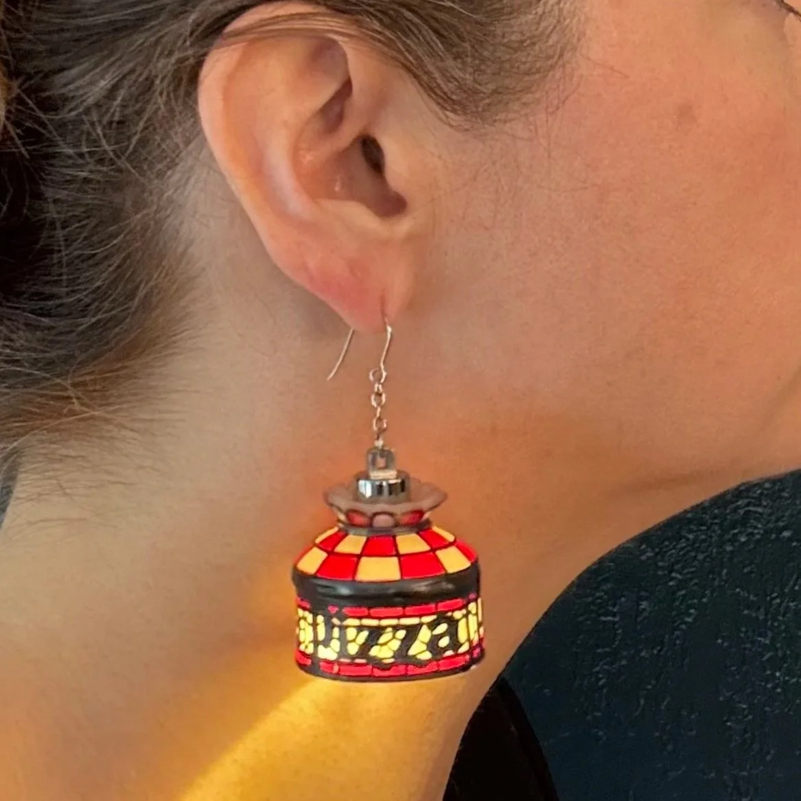 21- PREORDER- Pizza Pizza Pizza Stained Glass Earrings (Ship Date 4-6 weeks)