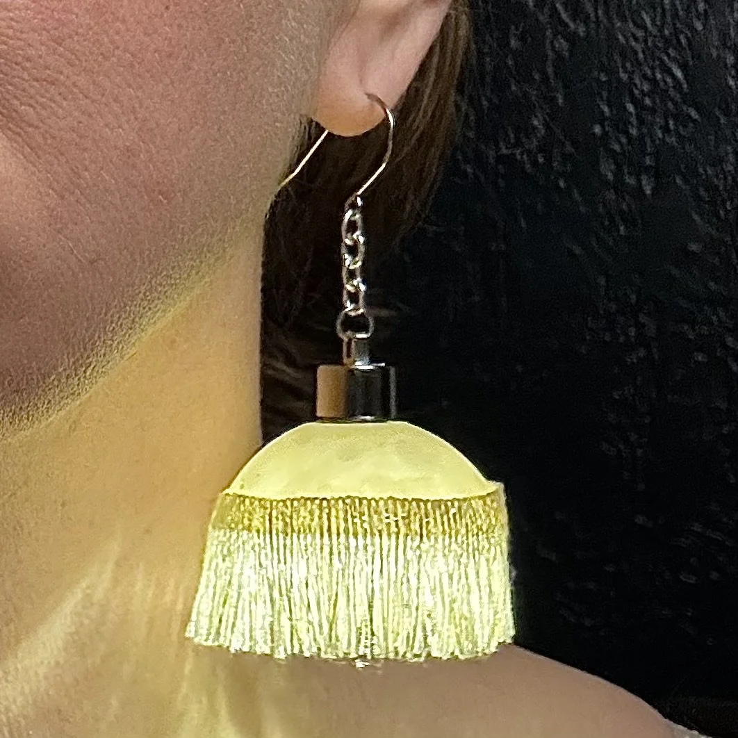 7- Single Preorder Cream and Gold Fringe Illuminated Earring (Ship Date 12/6/25)